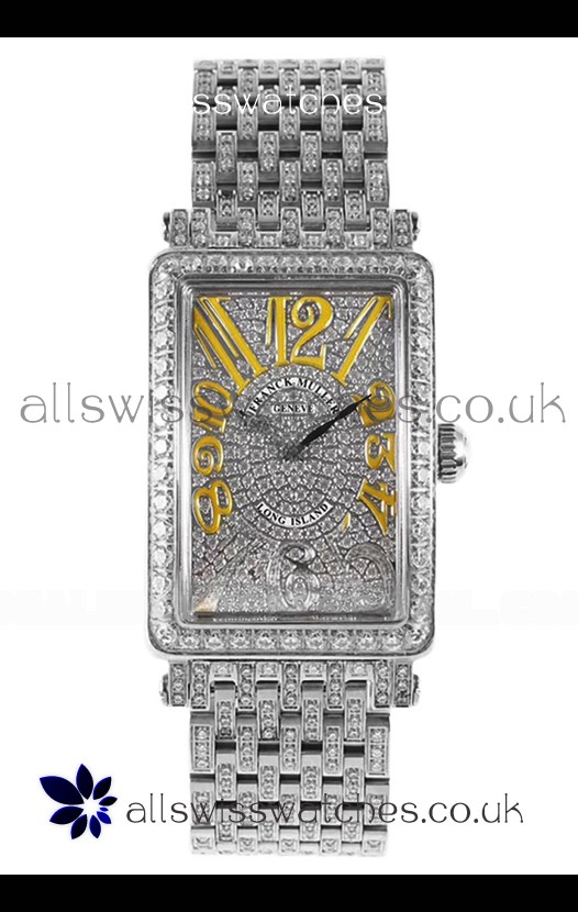 Franck Muller Long Island Stainless Steel Diamonds Swiss Replica Watch 