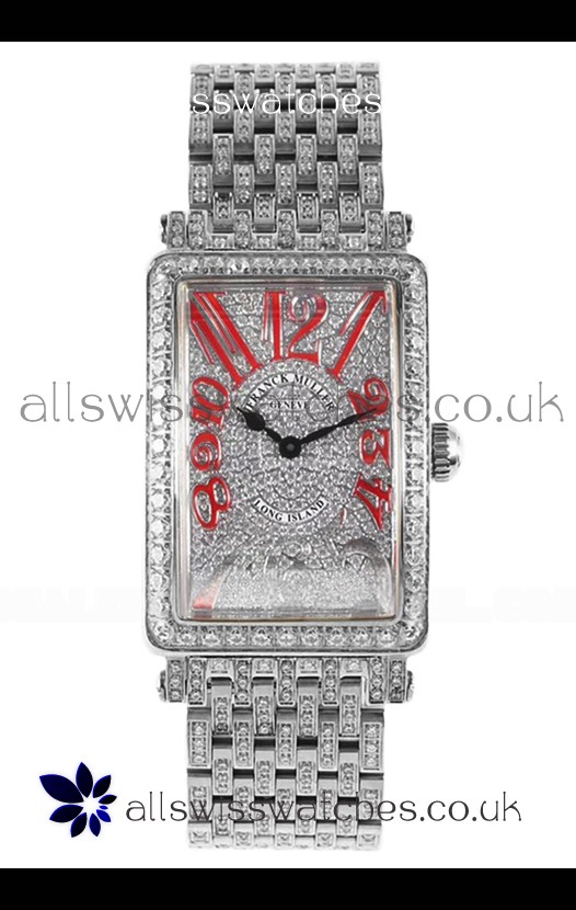 Franck Muller Long Island Stainless Steel Diamonds Swiss Replica Watch 