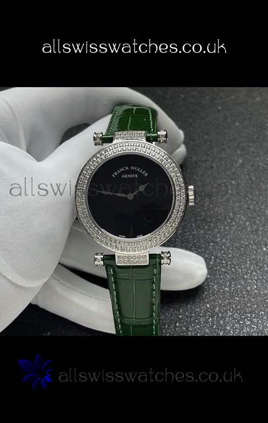 Franck Muller Double Mystery Swiss Quartz Watch in Steel Diamonds Casing
