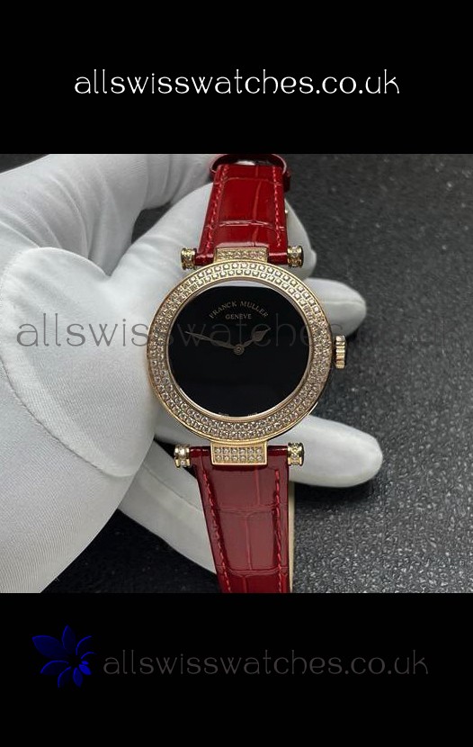 Franck Muller Double Mystery Swiss Quartz Watch in Gold Diamonds Casing