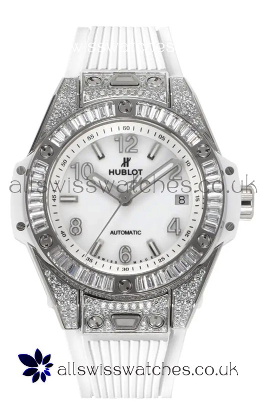 Hublot Big Bang One Click moissanite Paved Casing Super Clone Watch White Dial