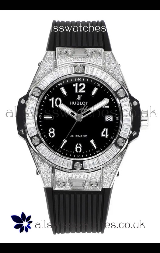 Hublot Big Bang One Click moissanite Paved Casing Super Clone Watch Black Dial