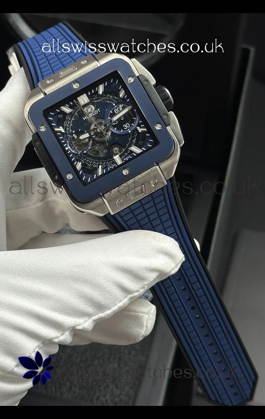 Hublot Square Bang Unico Titanium Case Blue Super Clone Watch 