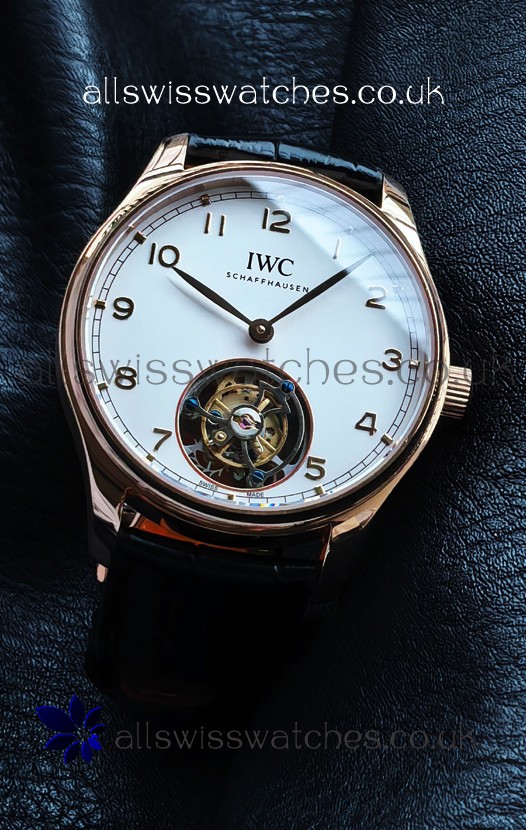 IWC Portuguese Tourbillon Rose Gold White Dial Super Clone Watch 