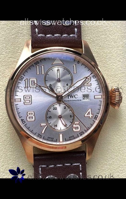 IWC PILOT'S Monopusher Rose Gold Steel Dial Replica Watch 