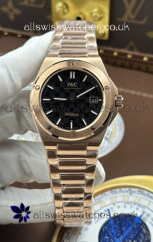 IWC Ingenieur Rose Gold Black Dial Super Clone Watch 
