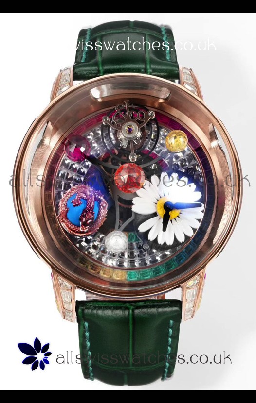 Jacob & CO Astronomia G-Dragon Rose Gold Green Strap Tourbillon Swiss Replica Watch
