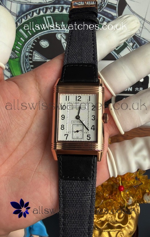 Jaeger-LeCoultre Reverso Tribute Duoface Rose Gold White & Black Dial Super Clone Watch 