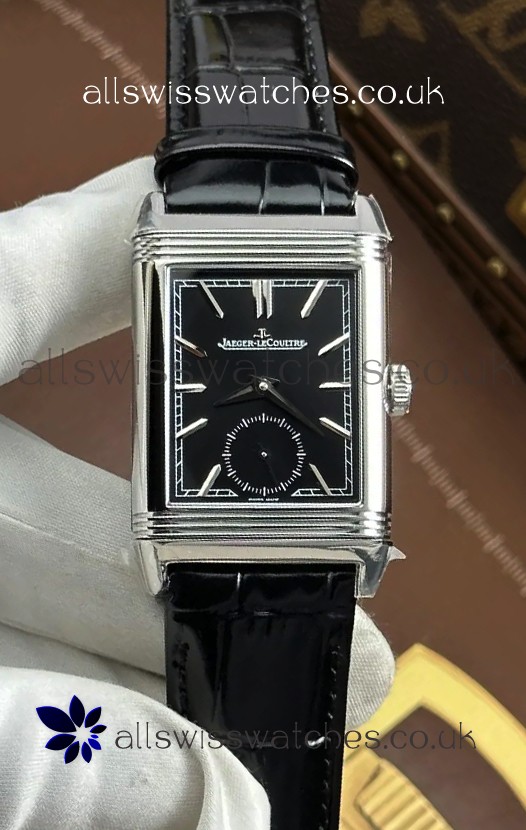 Jaeger LeCoultre Reverso Tribute Duoface Black/Steel Dial Super Clone Watch 