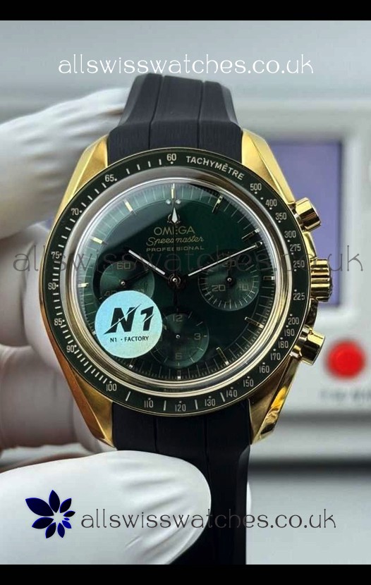 Omega Speedmaster Moonwatch Yellow Gold Green Dial 42MM Super Clone Watch 