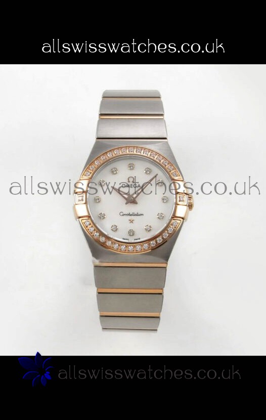 Omega Constellation 28MM Two Tone Rose Gold Pearl Dial QUARTZ Super Clone Watch 
