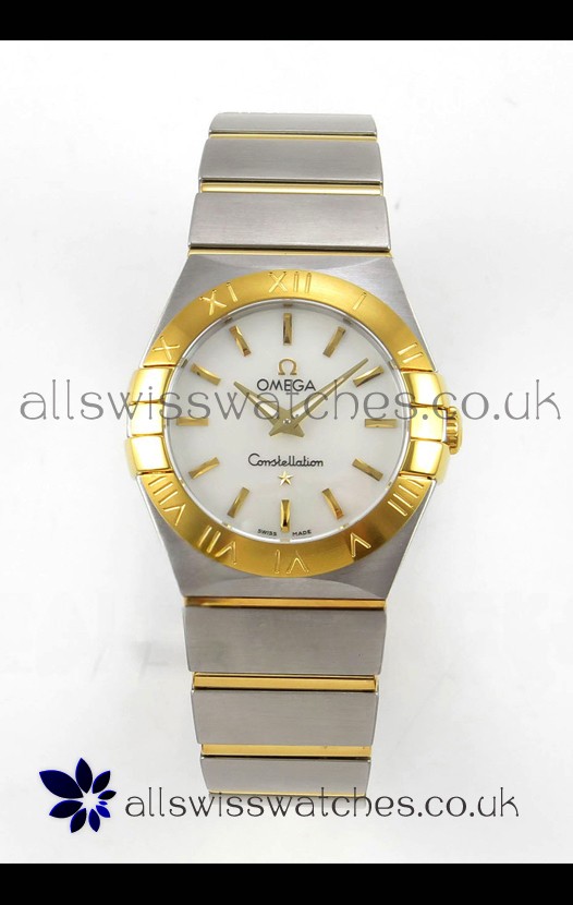 Omega Constellation 28MM Two Tone Yellow Gold Pearl Dial QUARTZ Super Clone Watch 