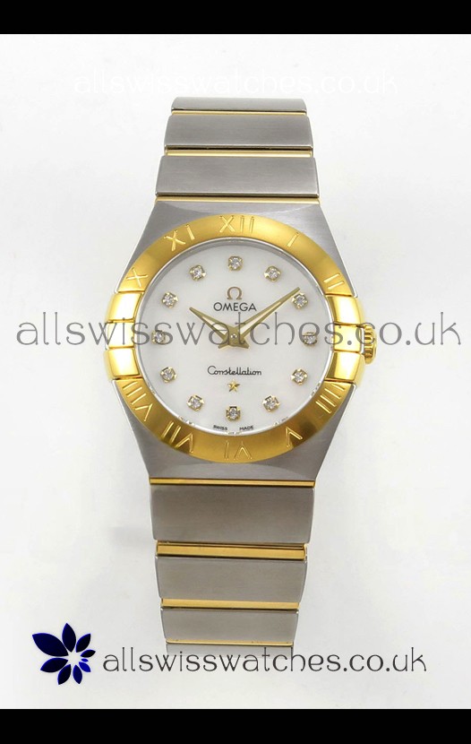 Omega Constellation 28MM Two Tone Yellow Gold Pearl Dial QUARTZ Super Clone Watch 