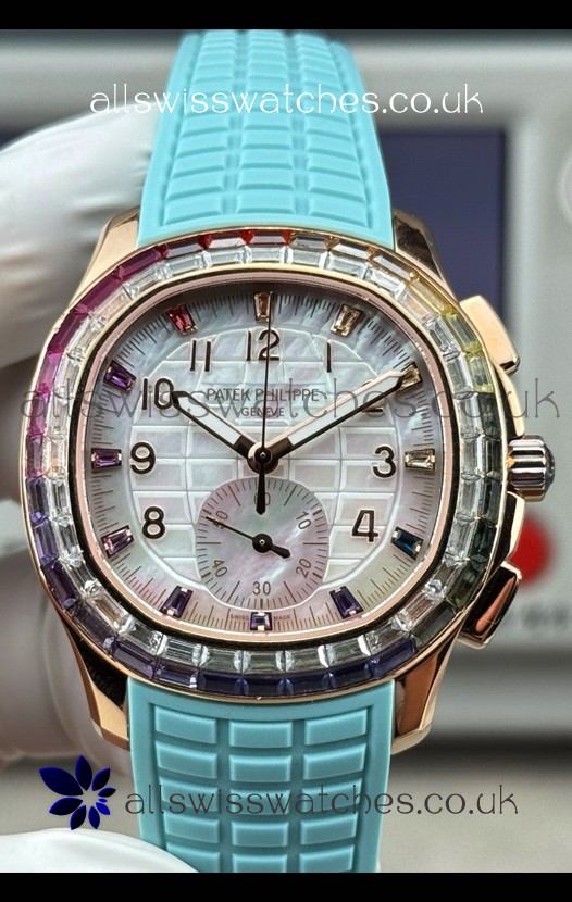 Patek Philippe Aquanaut 7968 Rose Gold Tiffany Blue Strap Super Clone Watch 