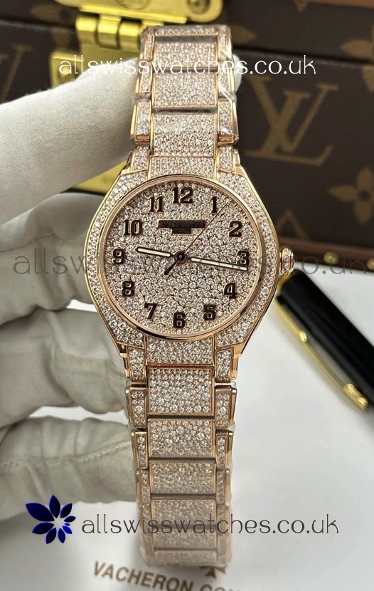 Patek Philippe Twenty-4 Diamonds Paved Rose Gold Super Clone Watch 