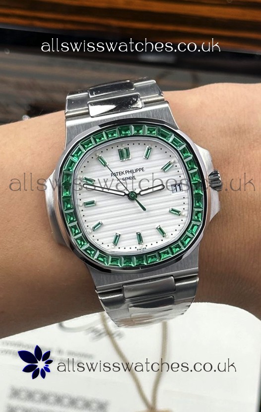 Patek Philippe Nautilus 5723 White Dial Green Rubies Super Clone Watch 