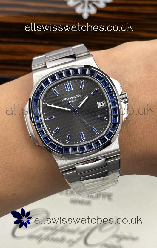 Patek Philippe Nautilus 5723 Black Dial Purple Rubies Super Clone Watch 