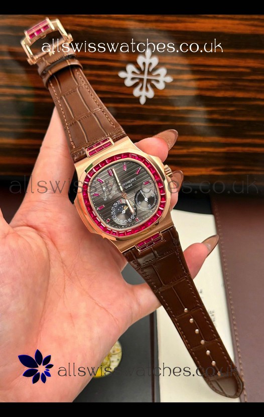Patek Philippe Nautilus 5712 Rose Gold Red Rubies Super Clone Watch 