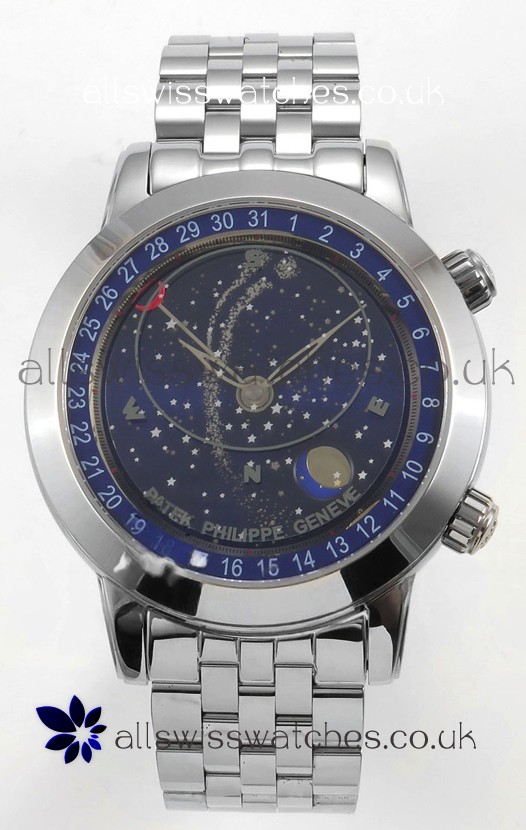 Patek Philippe Grand Complications 6102 Blue Dial Steel Strap Super Clone Watch 