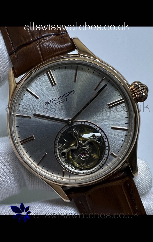 Patek Philippe Japanese Tourbillon Rose Gold Grey Dial Japanese Replica Watch 