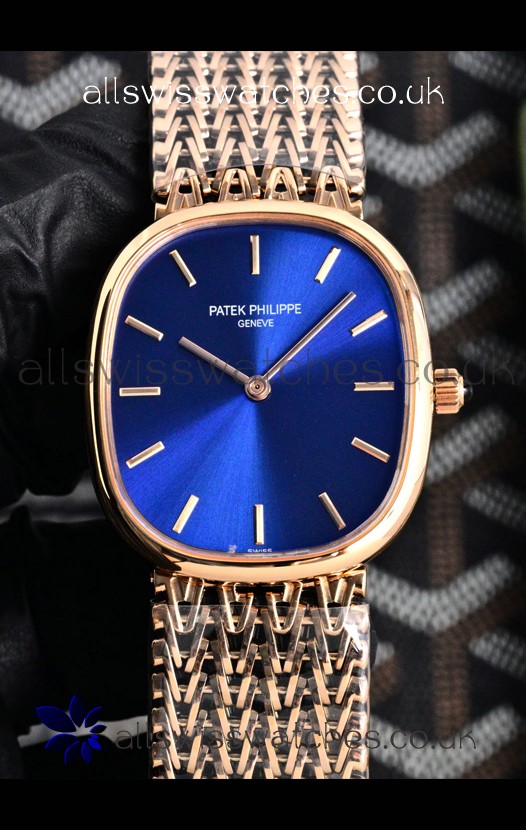 Patek Philippe Golden Ellipse 5738/1R-001 Rose Gold Blue Dial Super Clone Watch 