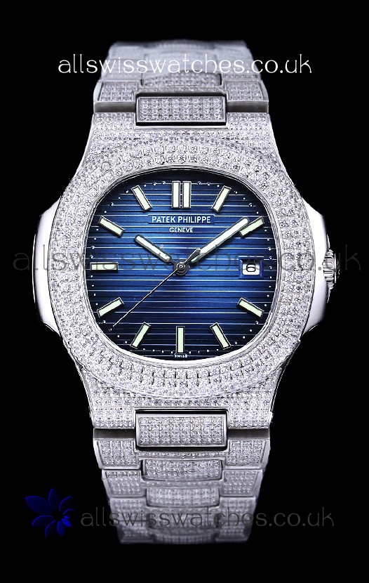 Patek Philippe Super Clone Nautilus 5711/1A Diamonds Paved Edition Blue Dial