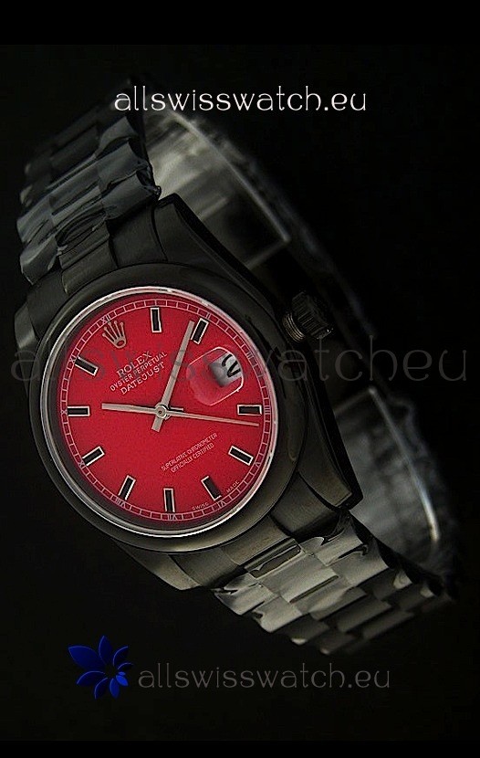 Rolex Datejust Swiss Replica PVD Watch in Red Dial