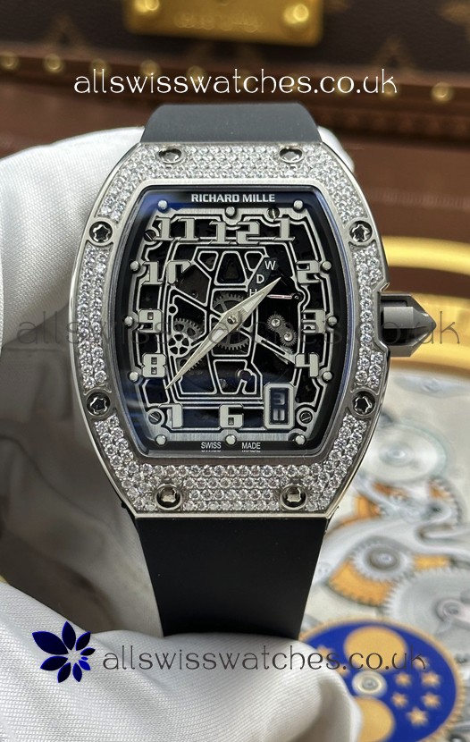 Richard Mille RM67-01 Extra-Flat Steel Diamonds Studded Super Clone Watch 