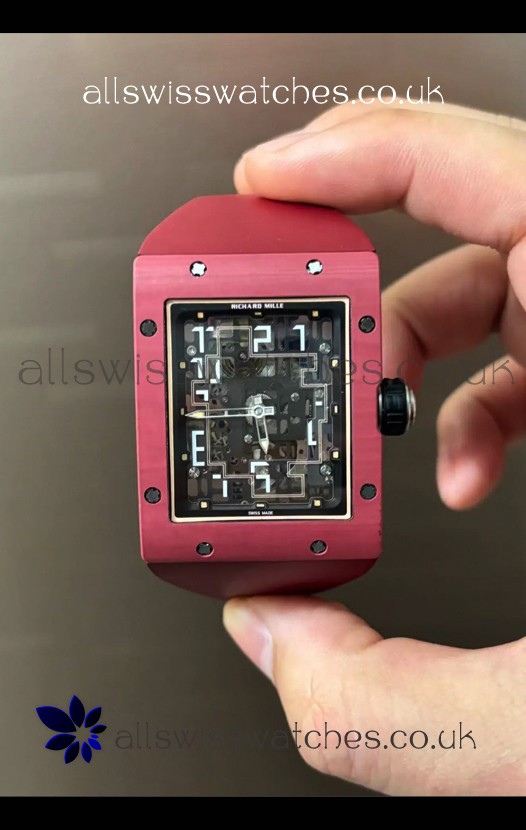 Richard Mille 16-02 Titanium Extra-Flat Red Rubber Super Clone Watch 