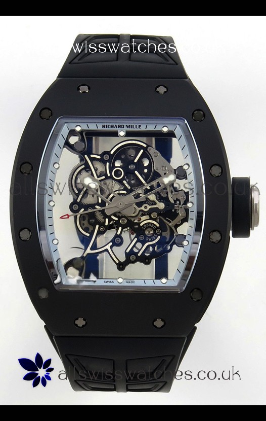 Richard Mille RM055 FREE SPRUNG MVMNT Black Ceramic Grey Inner Bezel Super Clone Watch 