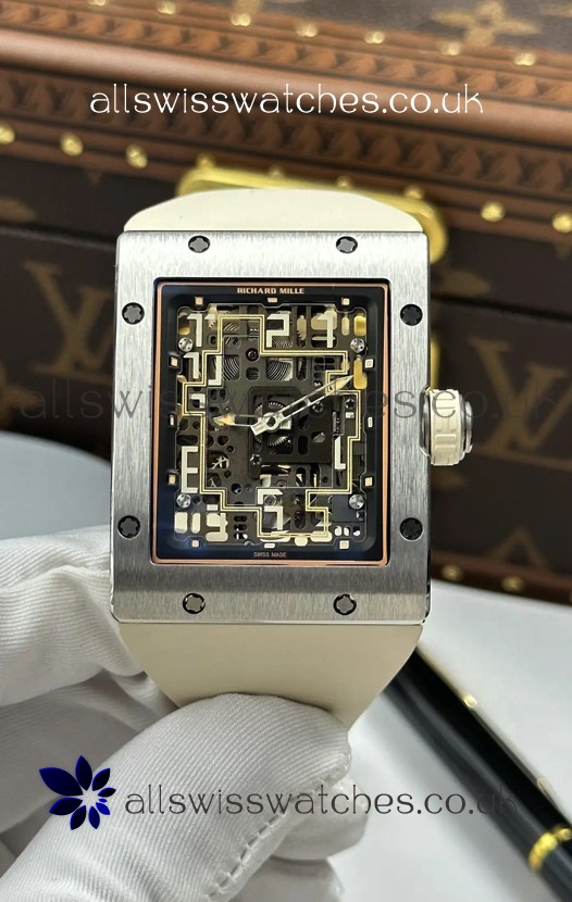 Richard Mille 16-02 Titanium Extra-Flat White Rubber Super Clone Watch 