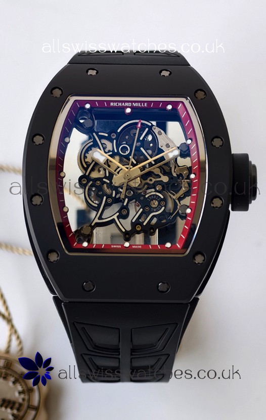 Richard Mille RM055 FREE SPRUNG MVMNT Black Ceramic Red Inner Bezel Super Clone Watch 