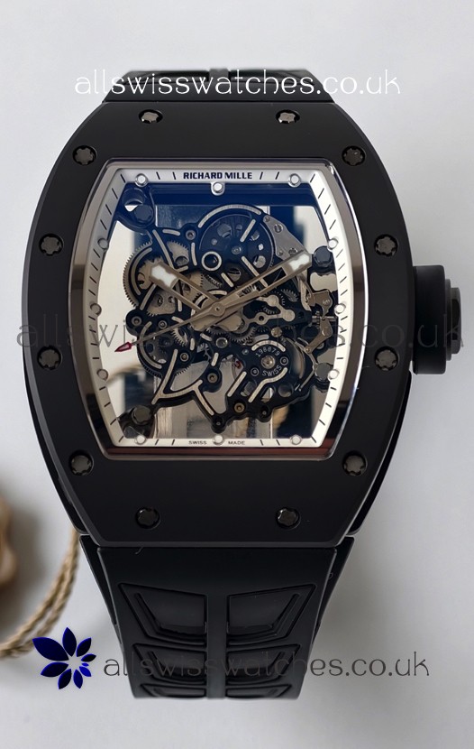 Richard Mille RM055 FREE SPRUNG MVMNT Black Ceramic White Inner Bezel Super Clone Watch 