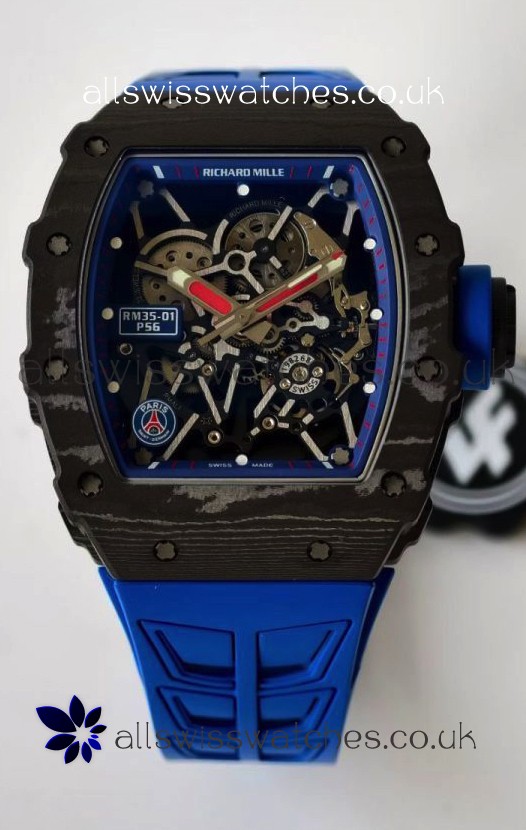 Richard Mille RM35-01 PSG Edition Carbon Fiber Casing with Genuine Tourbillon Super Clone Watch