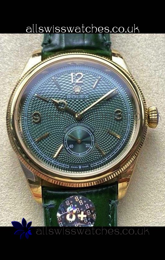 Rolex 1908 Perpetual in Yellow Gold Casing Green Dial Swiss Replica Watch 