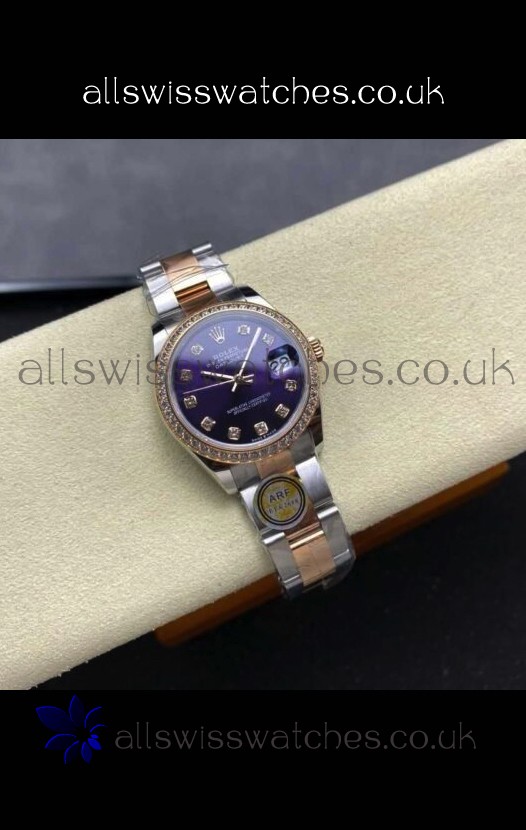 Rolex Super Clone Datejust 31MM Blue Dial Rose Gold Oyster Super Clone Watch 