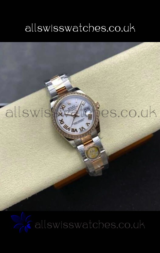 Rolex Super Clone Datejust 31MM White Dial Rose Gold Oyster Super Clone Watch 
