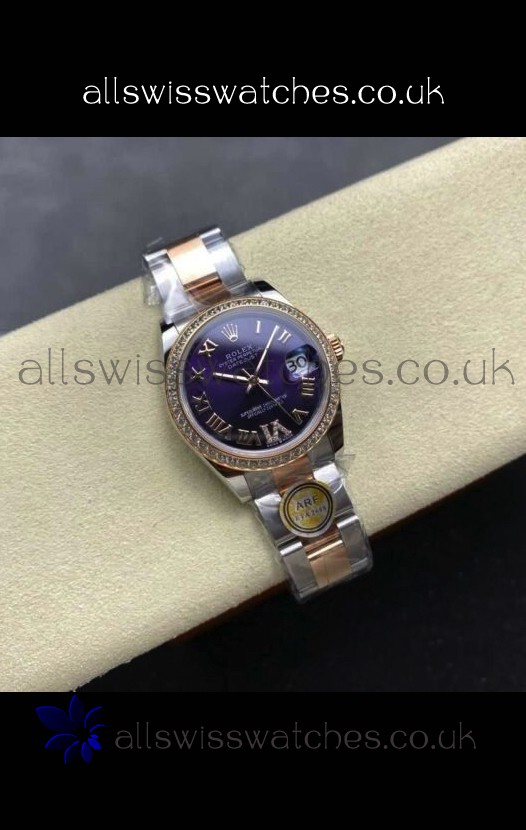 Rolex Super Clone Datejust 31MM Blue Dial Rose Gold Oyster Super Clone Watch 