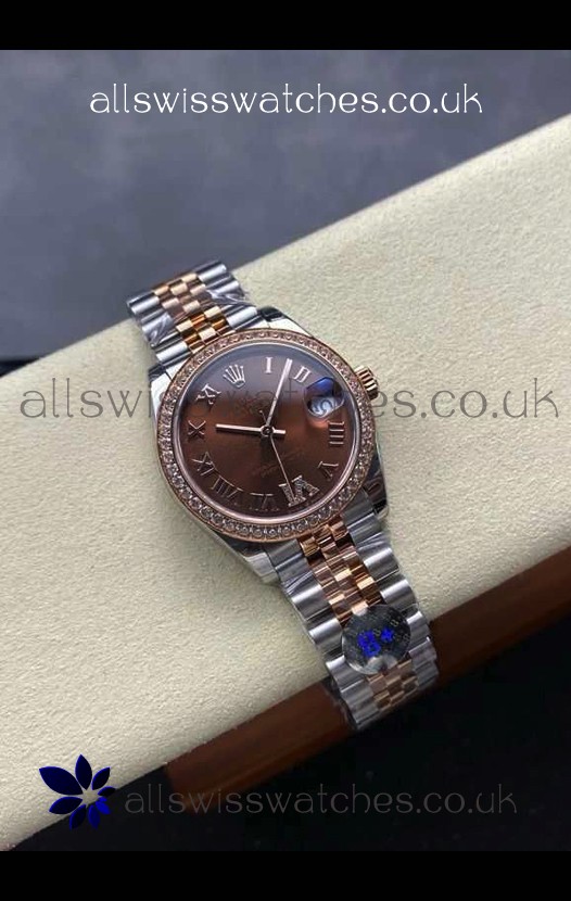 Rolex Super Clone Datejust 31MM Brown Dial Rose Gold Super Clone Watch 