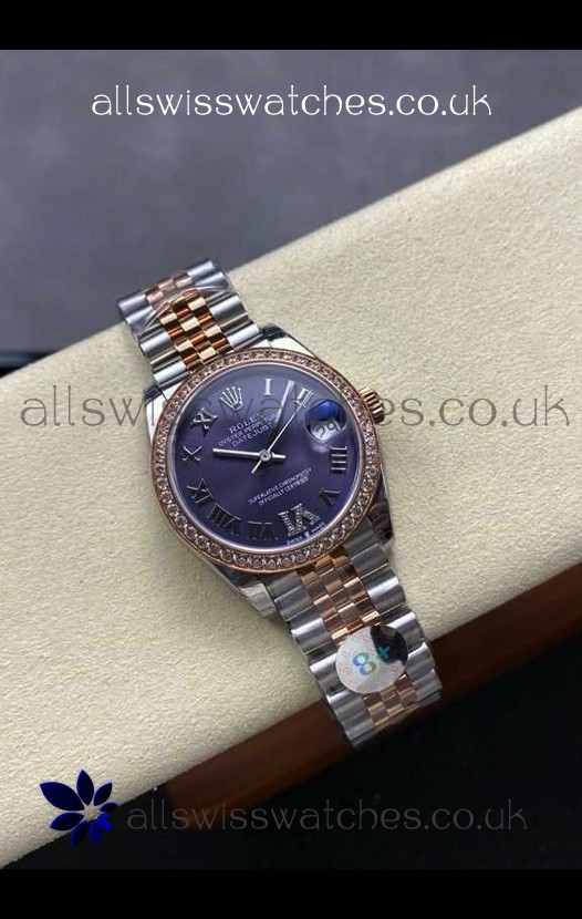 Rolex Super Clone Datejust 31MM Purple Dial Rose Gold Super Clone Watch 