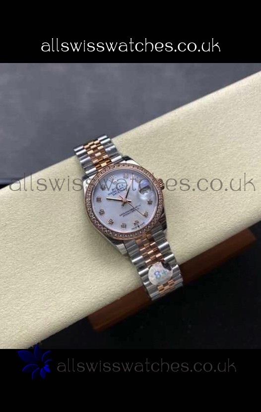 Rolex Super Clone Datejust 31MM Pearl Dial Rose Gold Super Clone Watch 