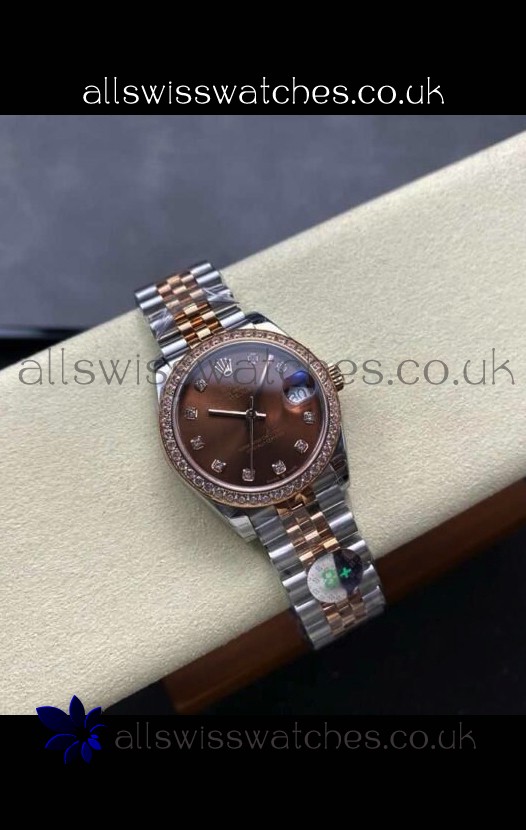 Rolex Super Clone Datejust 31MM Brown Dial Rose Gold Super Clone Watch 