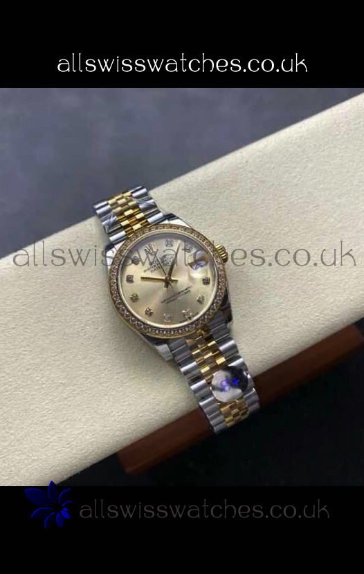 Rolex Super Clone Datejust 31MM Gold Dial Yellow Gold Super Clone Watch 