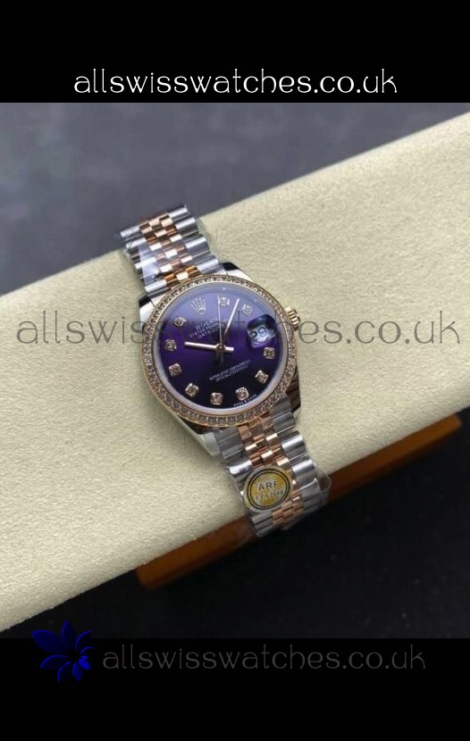 Rolex Super Clone Datejust 31MM Blue Dial Rose Gold Super Clone Watch 