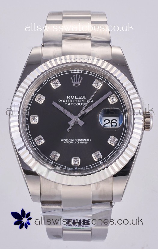 Datejust Super Clone 126334 Grey Diamonds Dial 41MM FREE SPRUNG MVMNT 3235 Watch 