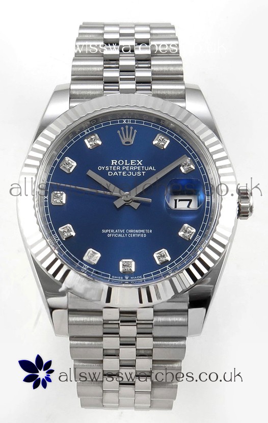 Datejust Super Clone 126334 Blue Diamonds Dial 41MM FREE SPRUNG MVMNT 3235 Watch 