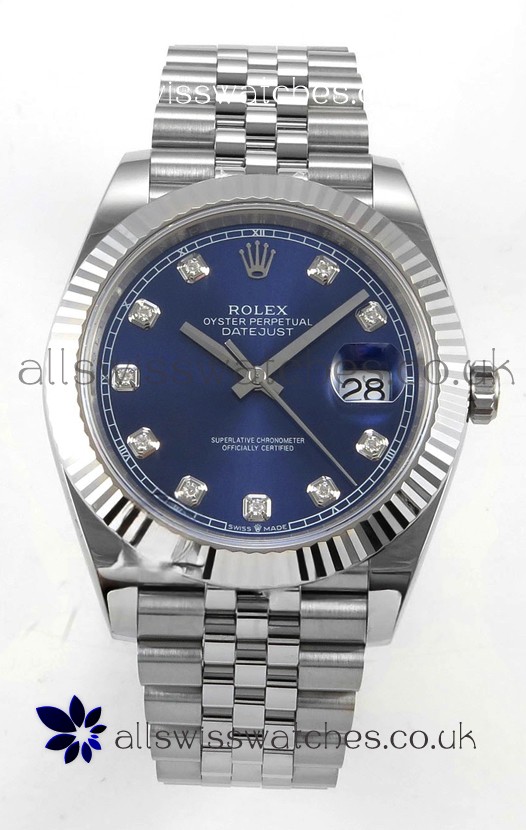 Datejust Super Clone 126334 Blue Diamonds Dial 41MM FREE SPRUNG MVMNT 3235 Watch 