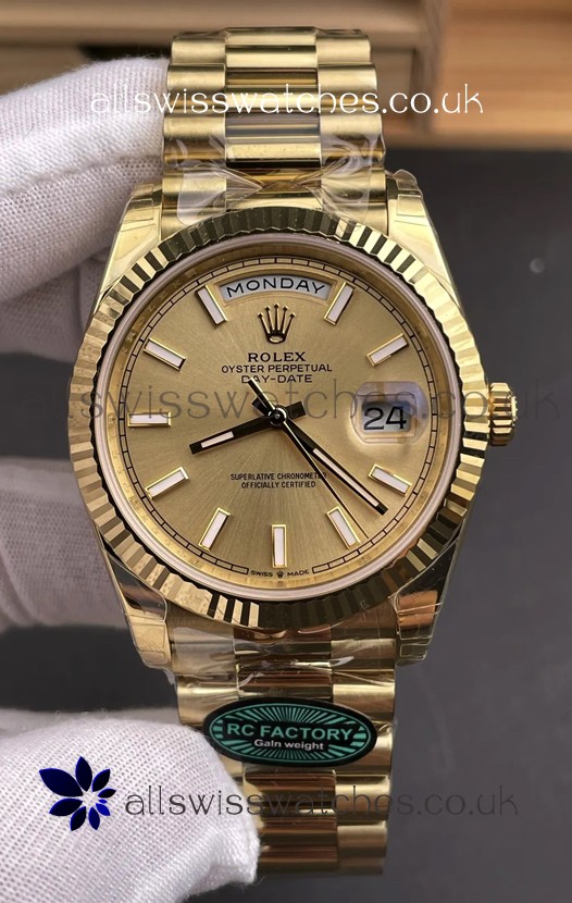 Rolex Day Date 228238 Yellow Gold in Gold Stick Dial Super Clone Watch 