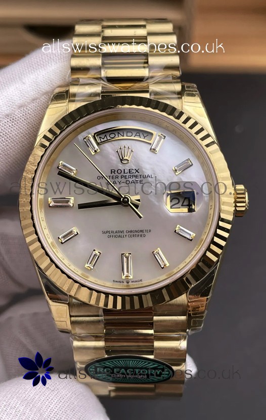 Rolex Day Date 228238 Yellow Gold in Pearl Dial Super Clone Watch 