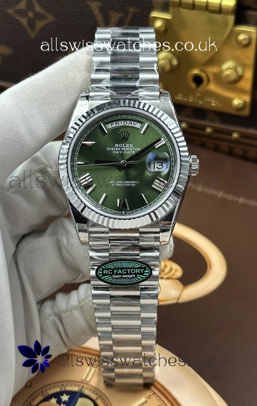 Rolex Day Date 228236 Stainless Steel Green Roman Dial Super Clone Watch 